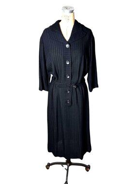 1940s/50s black shirtdress with big buttons Plus Size